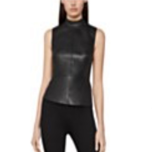 BCBGMaxAzria Tops - Bcbgmaxazria Mock-Neck Faux-leather top